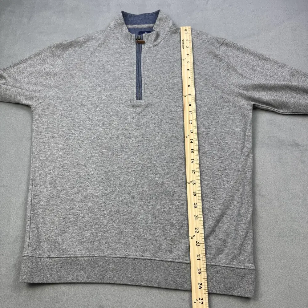 Johnnie-O Sweatshirt Mens Medium Gray 1/4 Zip Mock Neck Pullover Heather Logo